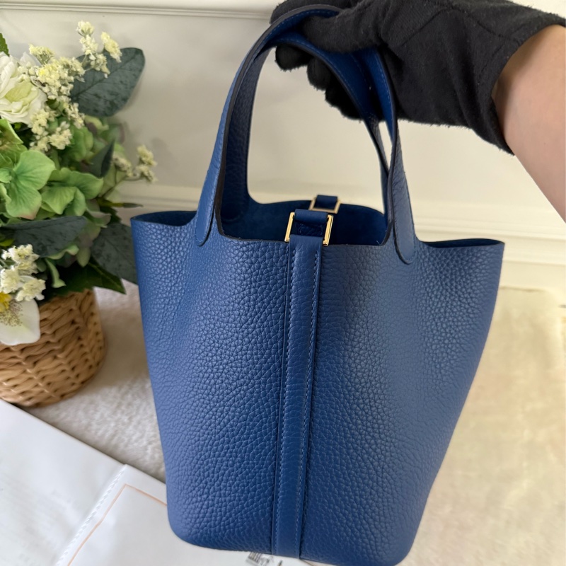 Picotin Lock 18cm PM手提小水桶(淡金釦/扎染藍)-3