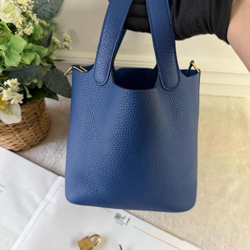 Picotin Lock 18cm PM手提小水桶(淡金釦/扎染藍)-4