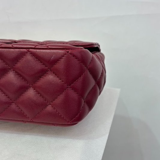 CHANEL棗紅色羊皮仿舊金鍊COCO Handle 23-5