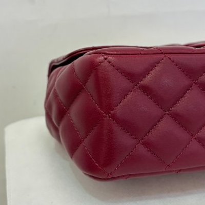 CHANEL棗紅色羊皮仿舊金鍊COCO Handle 23-6