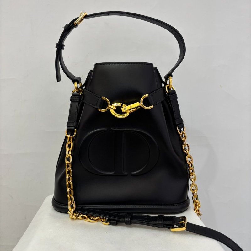 DIOR 黑全皮水桶包-0