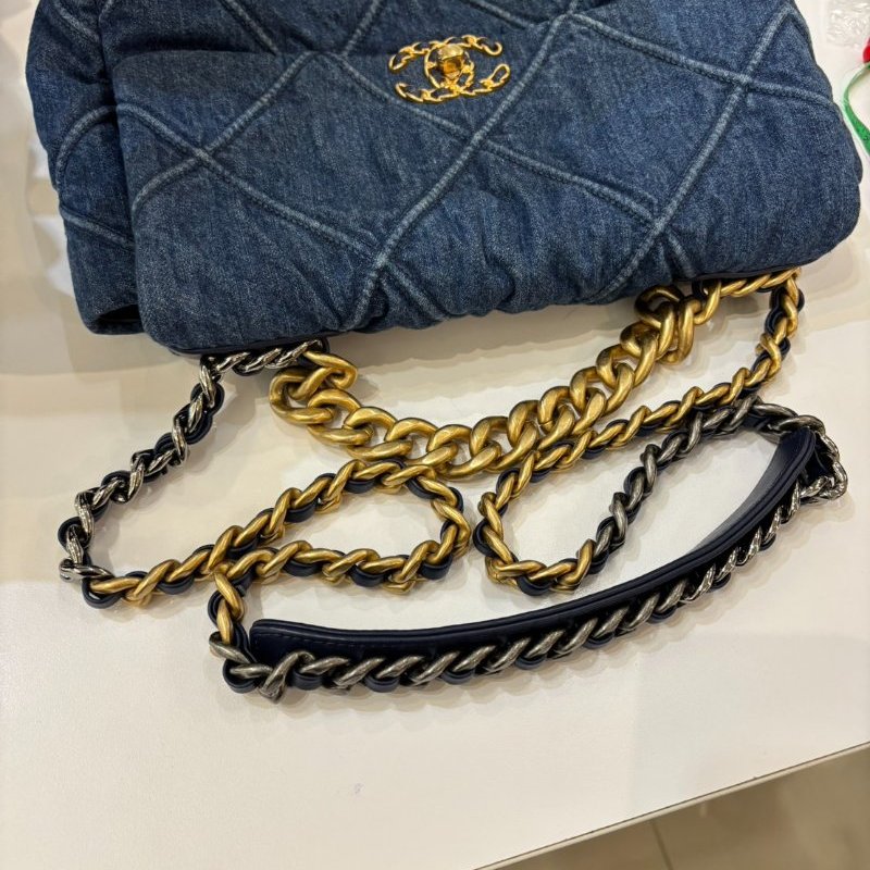 CHANEL藍單寧金釦19 30cm-8