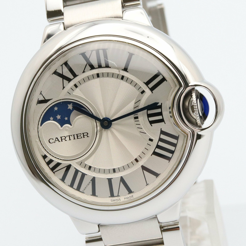卡地亞藍氣球月相腕錶，不鏽鋼材質，男士，銀色，WSBB0021-2