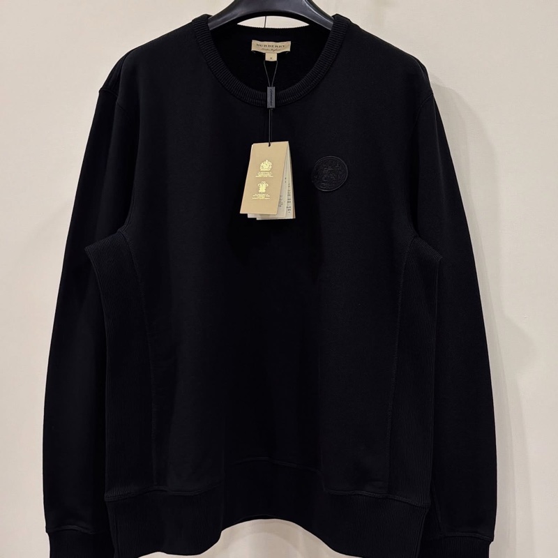 Burberry 男款黑色圓領立體徽章毛圈衞衣（男女都可穿）-1
