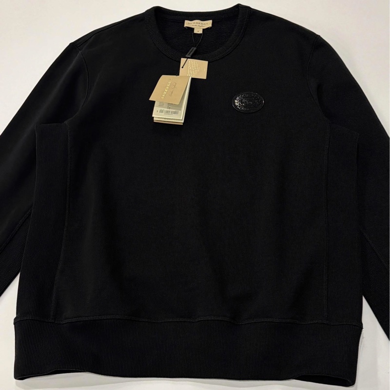 Burberry 男款黑色圓領立體徽章毛圈衞衣（男女都可穿）-6