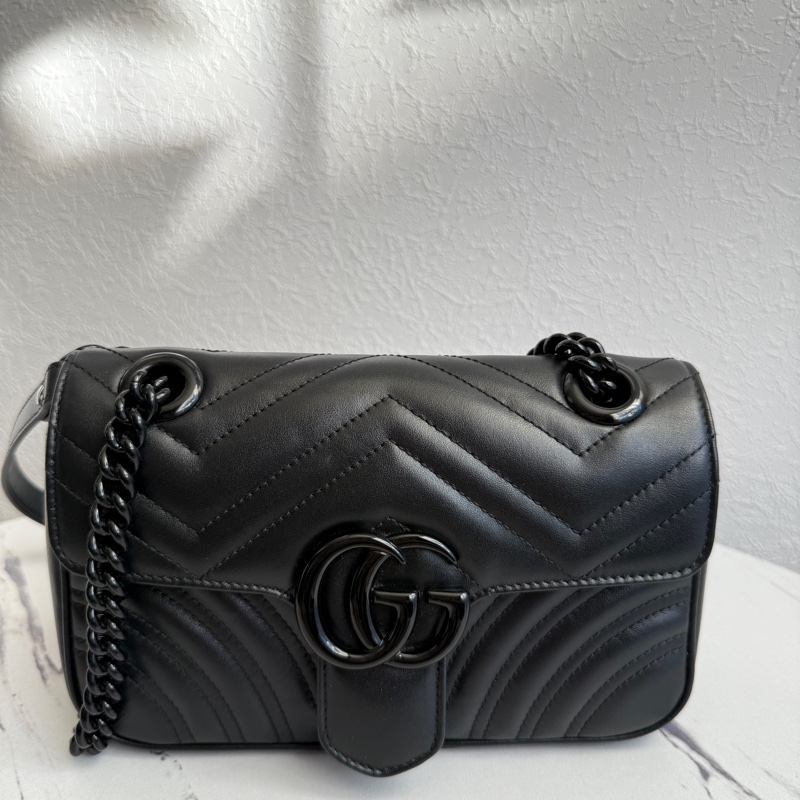 Gucci marmont 全黑22斜背包-0