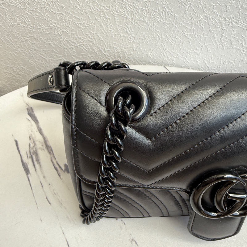 Gucci marmont 全黑22斜背包-1