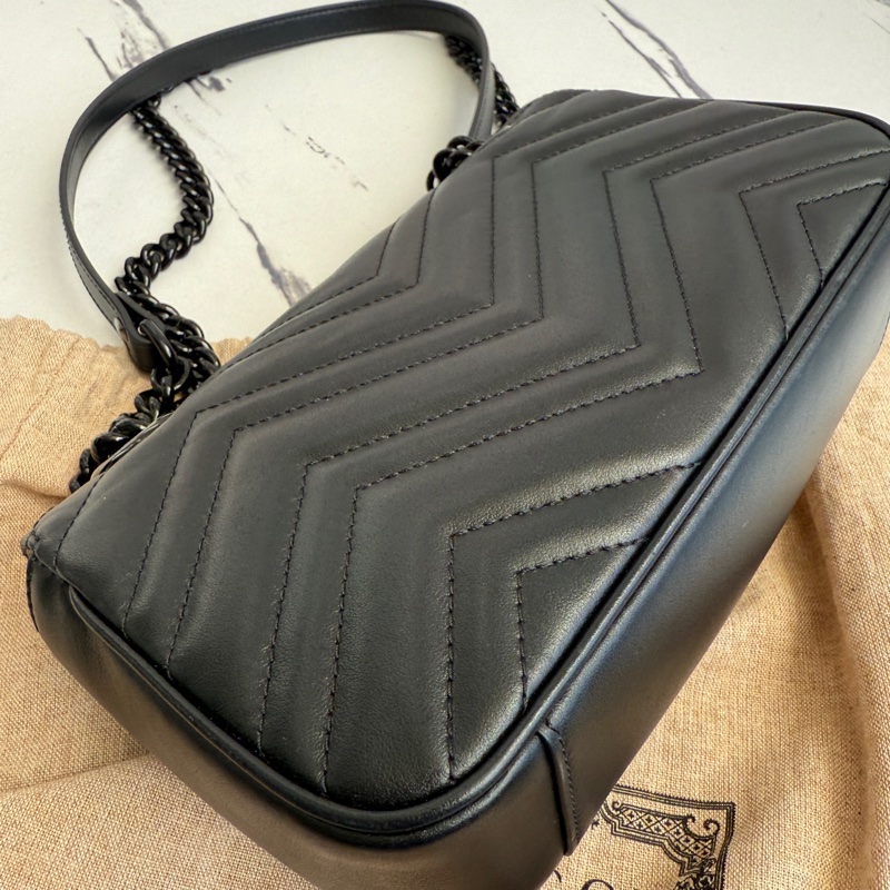 Gucci marmont 全黑22斜背包-4