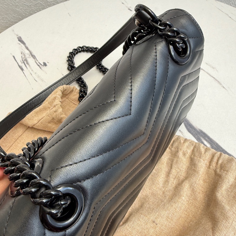 Gucci marmont 全黑22斜背包-8