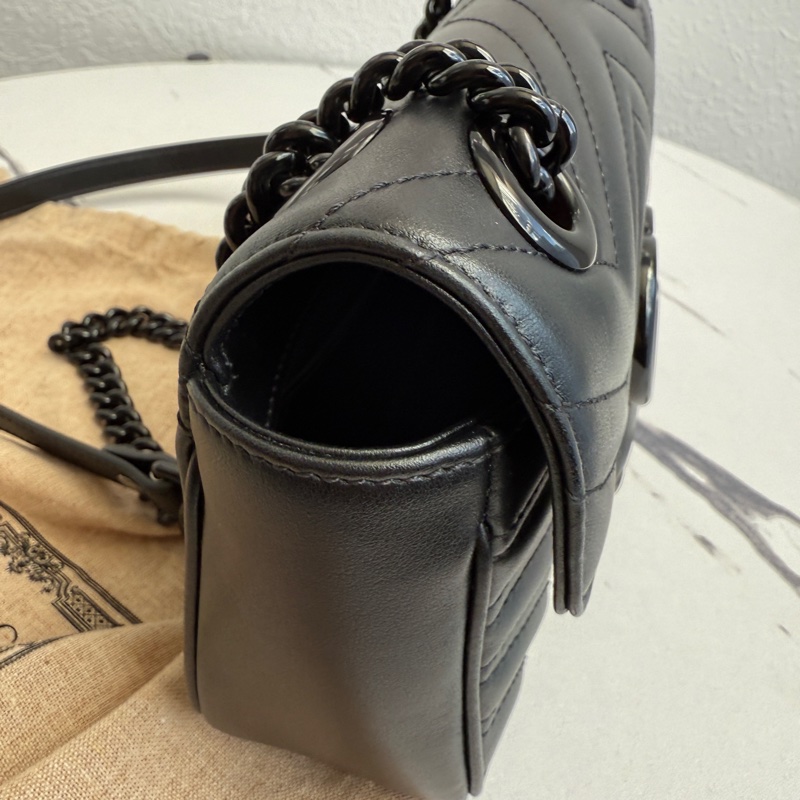 Gucci marmont 全黑22斜背包-9