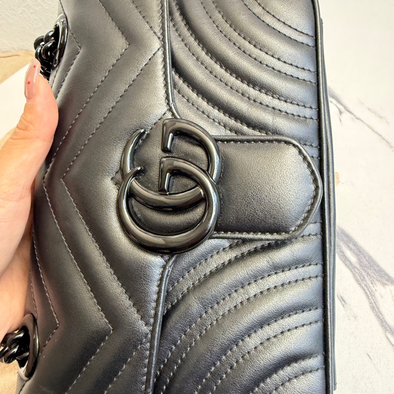 Gucci marmont 全黑22斜背包-13