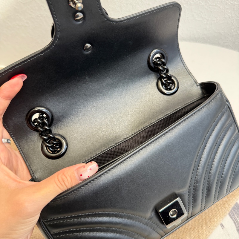 Gucci marmont 全黑22斜背包-15