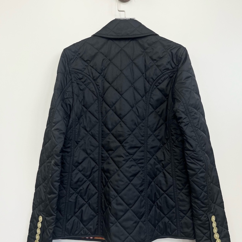 Burberry黑色菱格單排扣翻領棉服外套 xs碼 99新-1
