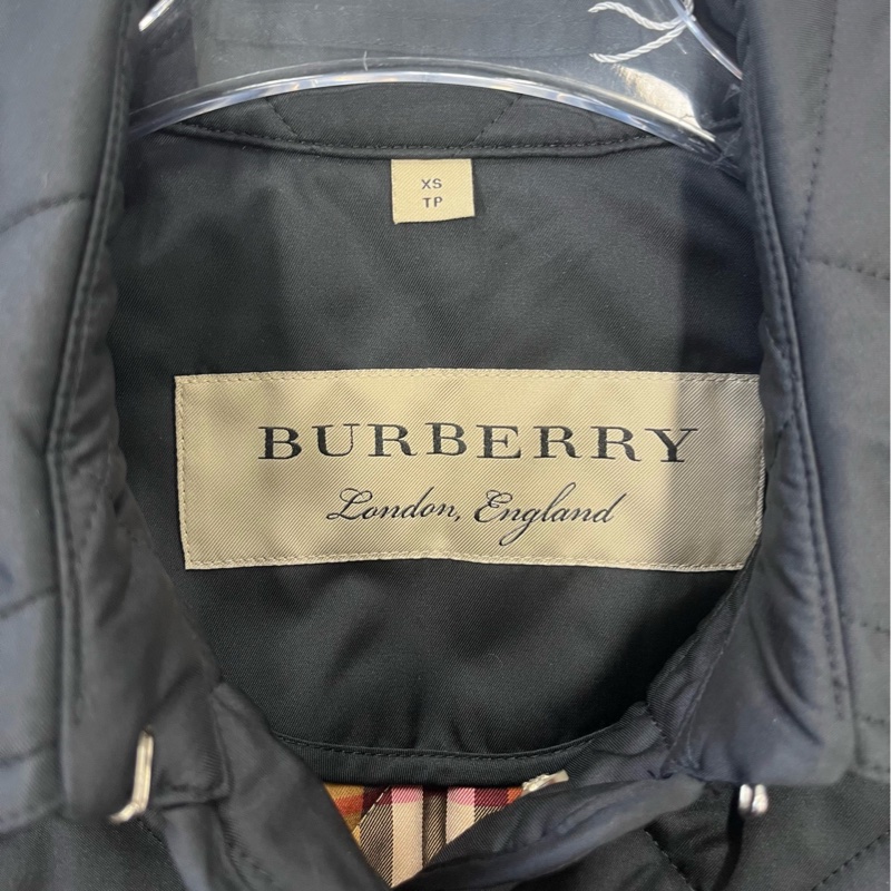 Burberry黑色菱格單排扣翻領棉服外套 xs碼 99新-5