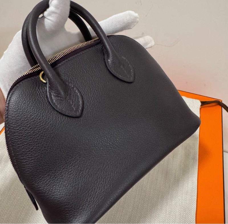 Hermes mini bolide 黑加侖紫金扣 K刻-5