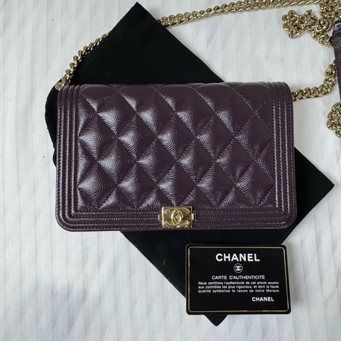 Chanel  leboy 荔枝牛皮大WOC 紫色💜金扣