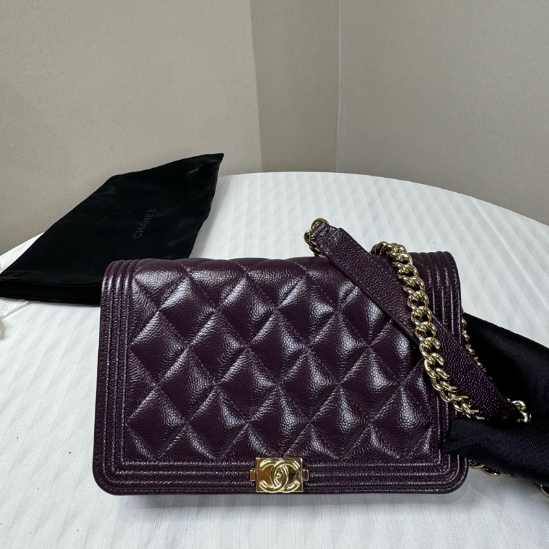 Chanel  leboy 荔枝牛皮大WOC 紫色💜金扣-2