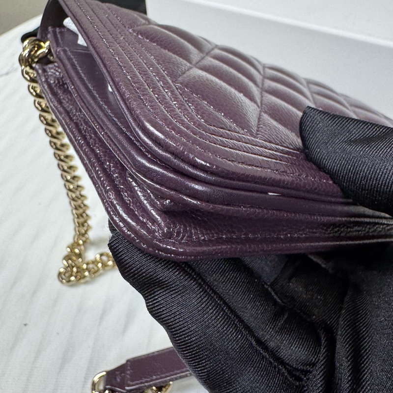 Chanel  leboy 荔枝牛皮大WOC 紫色💜金扣-6