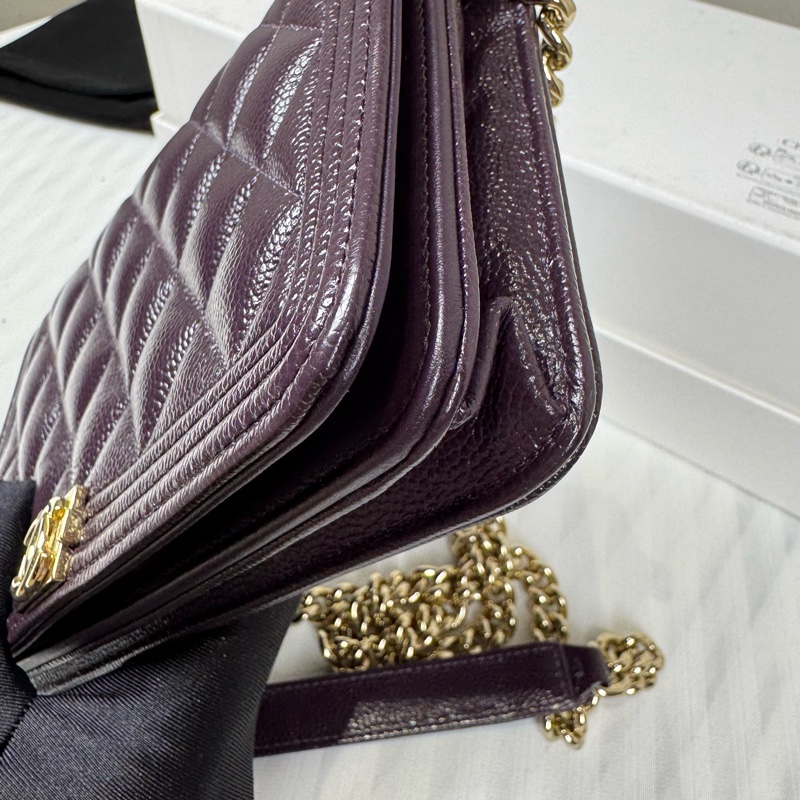 Chanel  leboy 荔枝牛皮大WOC 紫色💜金扣-8