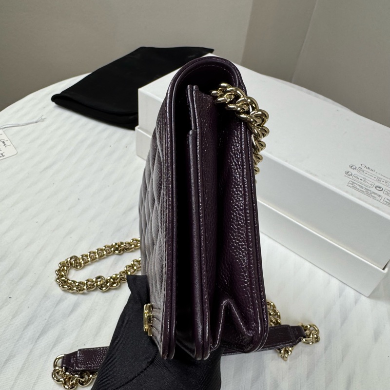 Chanel  leboy 荔枝牛皮大WOC 紫色💜金扣-9