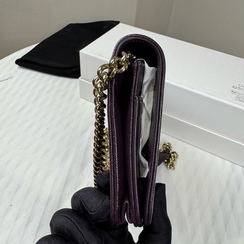 Chanel  leboy 荔枝牛皮大WOC 紫色💜金扣-10