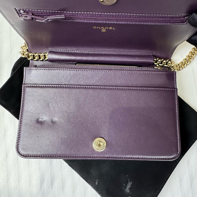 Chanel  leboy 荔枝牛皮大WOC 紫色💜金扣-12