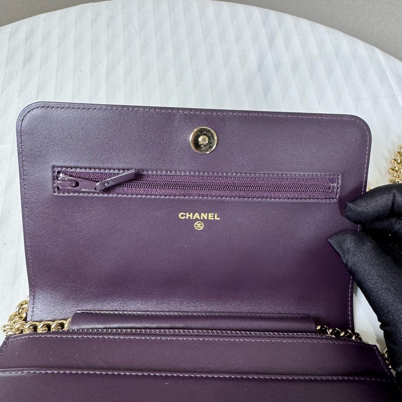 Chanel  leboy 荔枝牛皮大WOC 紫色💜金扣-14
