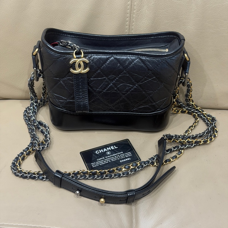 99新全配🈶保卡❤️ 香奈兒 #黑金 #流浪包 #小號 #garbrielle-2