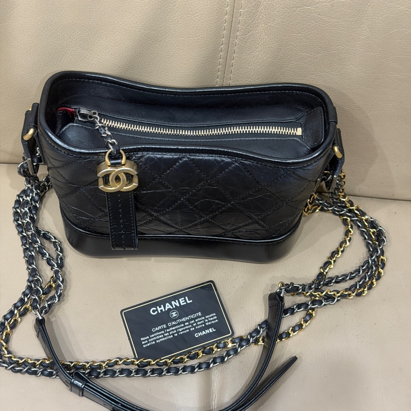 99新全配🈶保卡❤️ 香奈兒 #黑金 #流浪包 #小號 #garbrielle-3