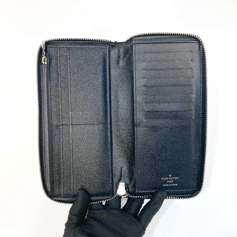 LV黑灰棋盤格直立式14卡銀釦ㄇ拉長夾N63095-5