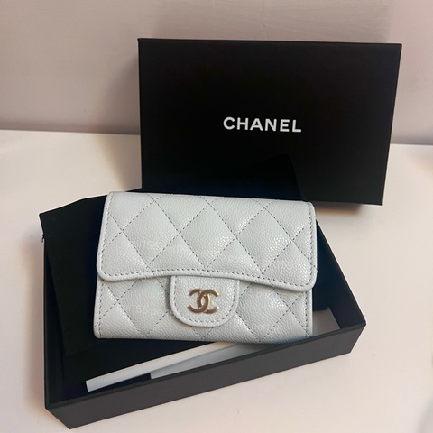 Chanel 25A 寶寶藍限定色 cf新款單層拉鍊卡包