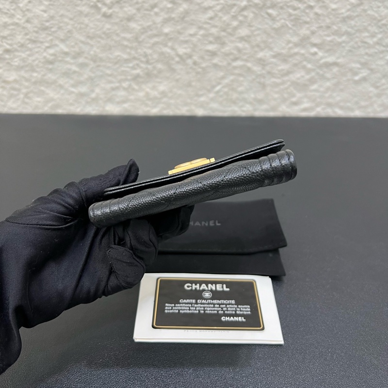 99新Chanel/香奈兒 leboy荔枝紋牛皮零錢包卡包-4