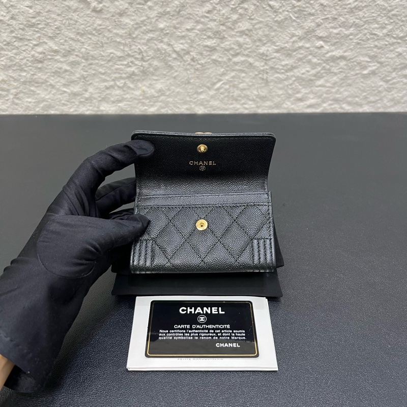 99新Chanel/香奈兒 leboy荔枝紋牛皮零錢包卡包-5