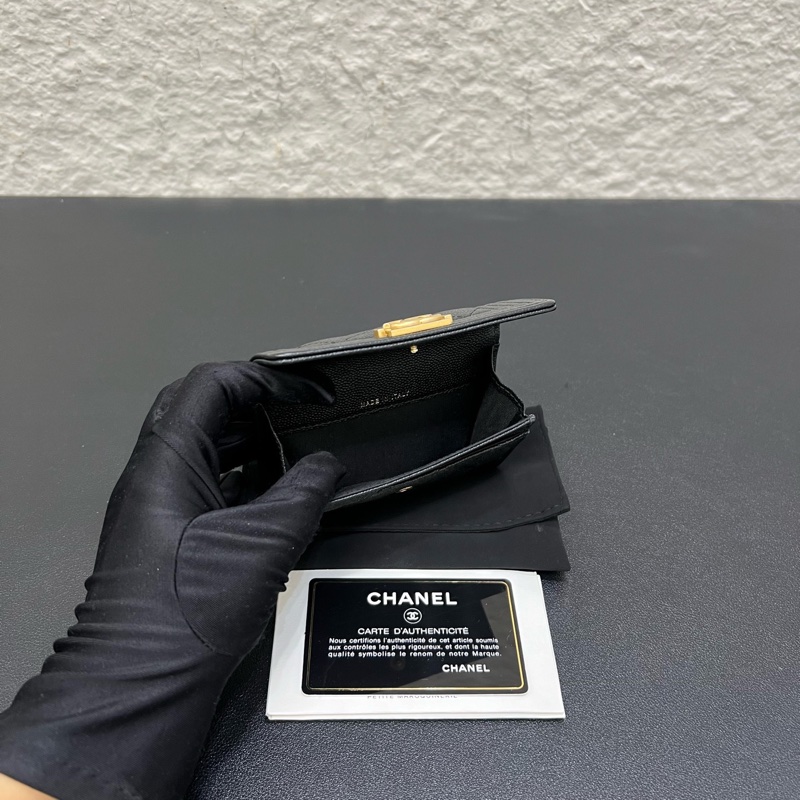 99新Chanel/香奈兒 leboy荔枝紋牛皮零錢包卡包-6