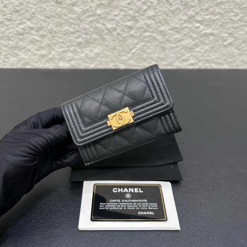 99新Chanel/香奈兒 leboy荔枝紋牛皮零錢包卡包-7