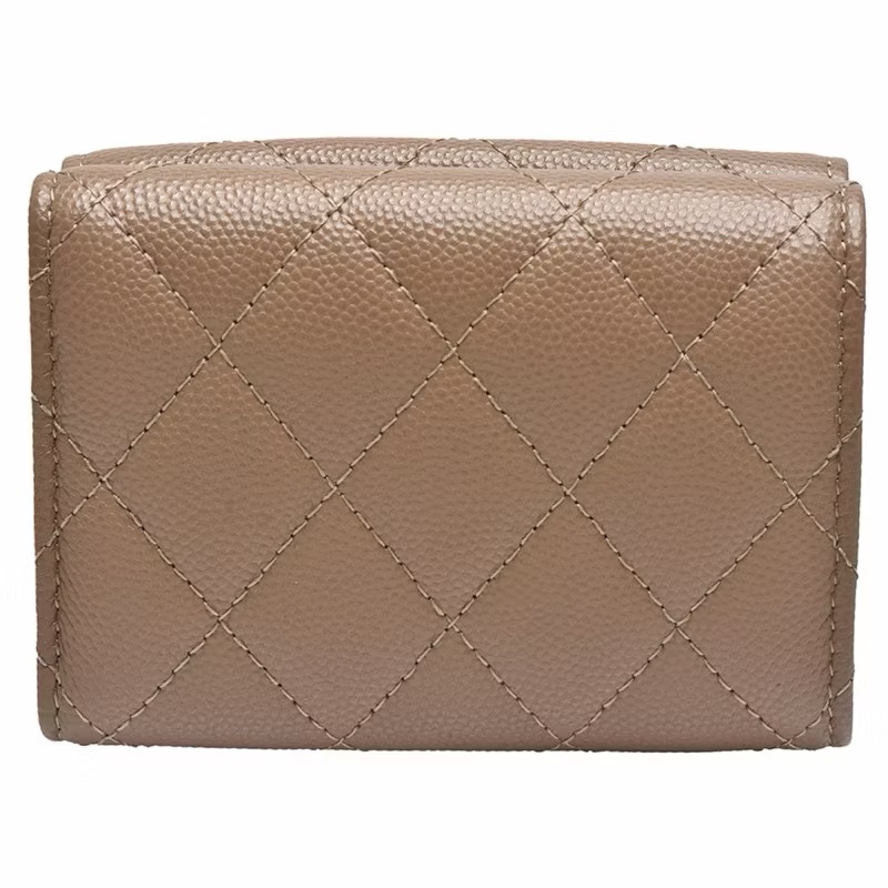 Chanel 三折短夾 晶片款 專櫃包裝未開箱 絕版摩卡奶茶色-3