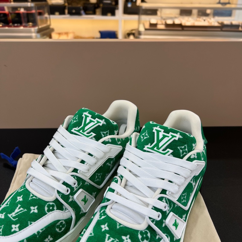 全新LV路易威登Trainer綠色滿印植絨運動鞋板鞋男女通用 尺碼42碼-5