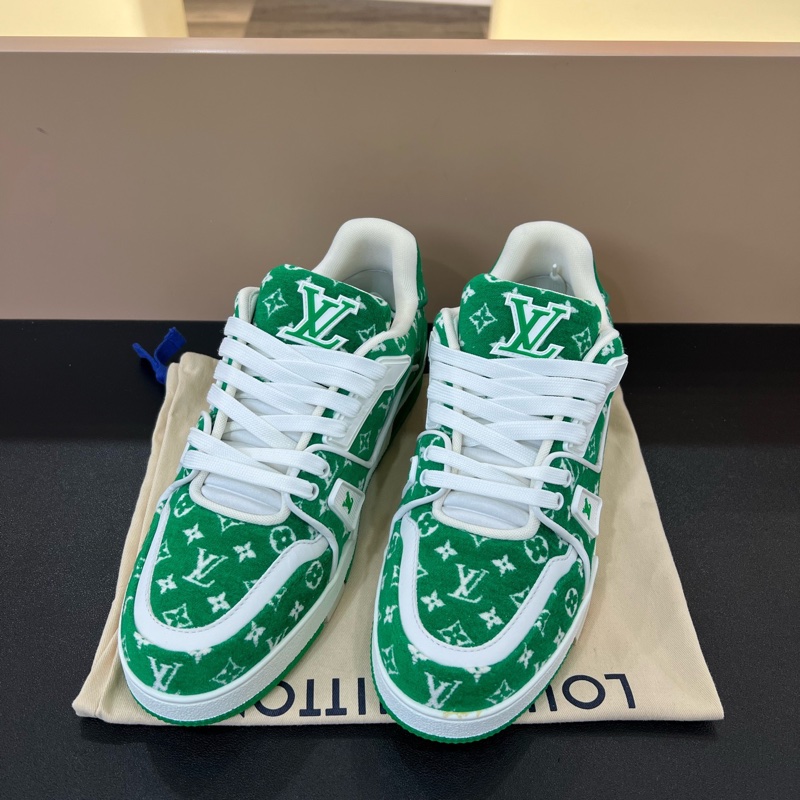 全新LV路易威登Trainer綠色滿印植絨運動鞋板鞋男女通用 尺碼42碼-6