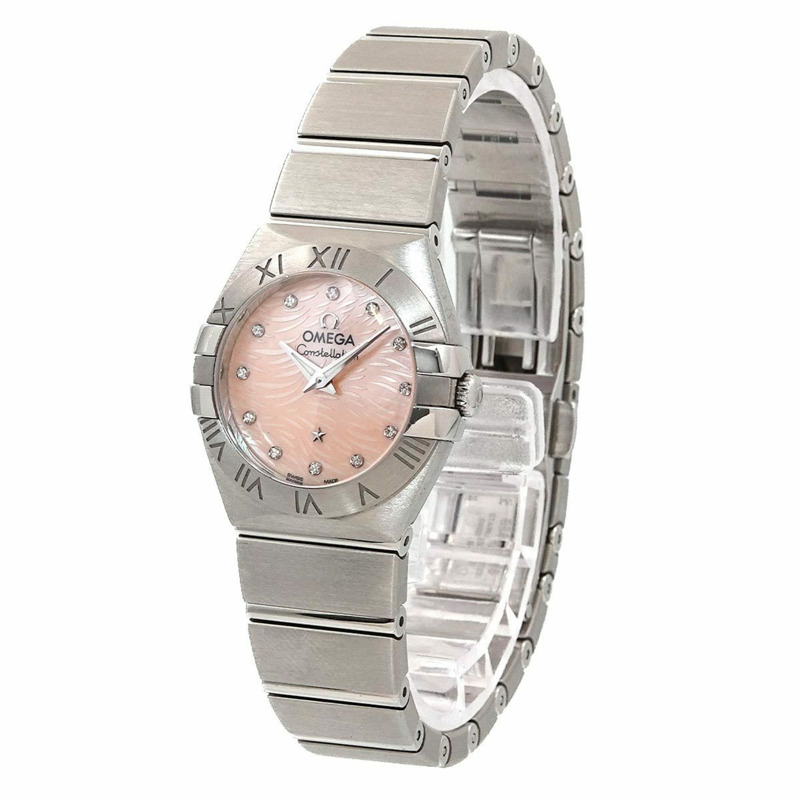 歐米茄 Constellation Plume 123 10 24 60 57 002 女士腕錶 粉紅錶殼 12P 鑽石石英錶-2