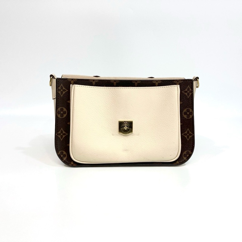 LV原花拚奶油白大鎖頭Vaugirard手提斜背包M44354-6