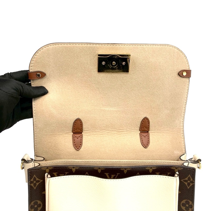 LV原花拚奶油白大鎖頭Vaugirard手提斜背包M44354-15