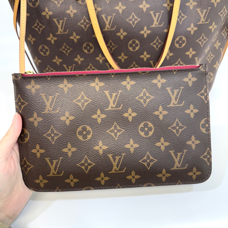 LV原花 有內袋拚櫻桃紅內裡NEVERFULL MM M40996-11