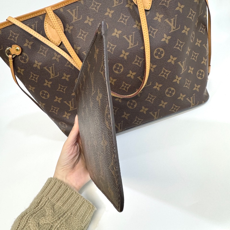 LV原花 有內袋拚櫻桃紅內裡NEVERFULL MM M40996-12