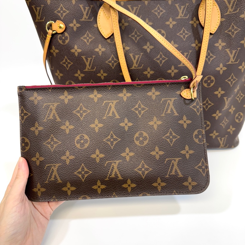 LV原花 有內袋拚櫻桃紅內裡NEVERFULL MM M40996-13