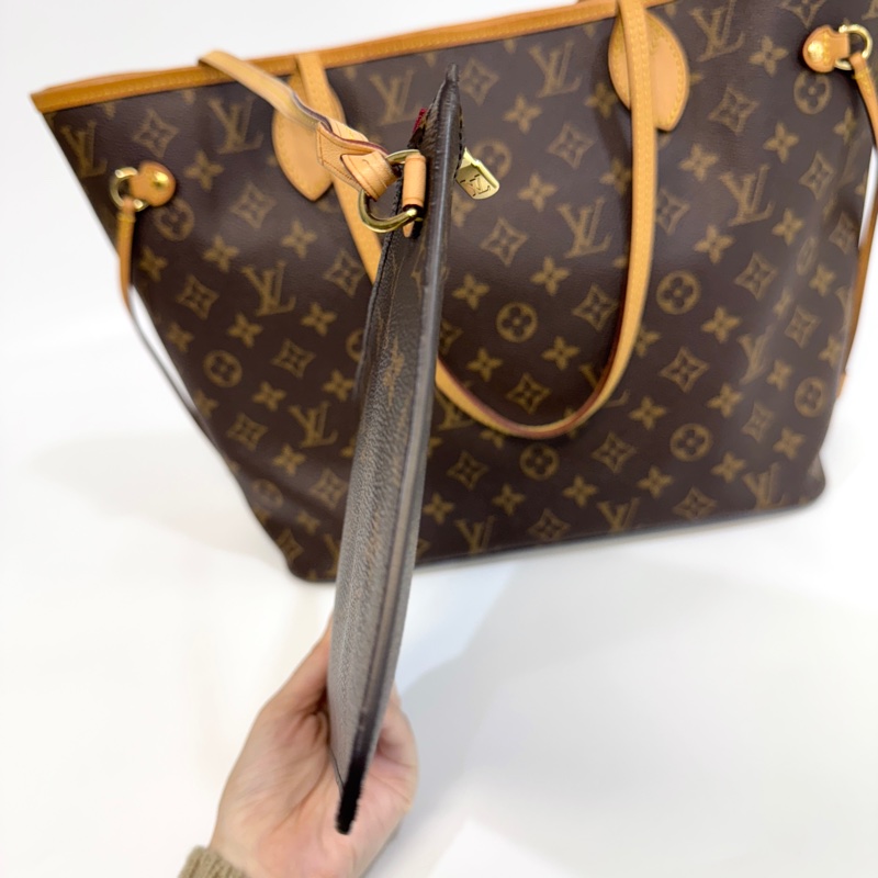 LV原花 有內袋拚櫻桃紅內裡NEVERFULL MM M40996-14