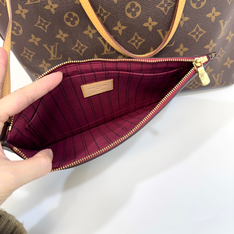LV原花 有內袋拚櫻桃紅內裡NEVERFULL MM M40996-17
