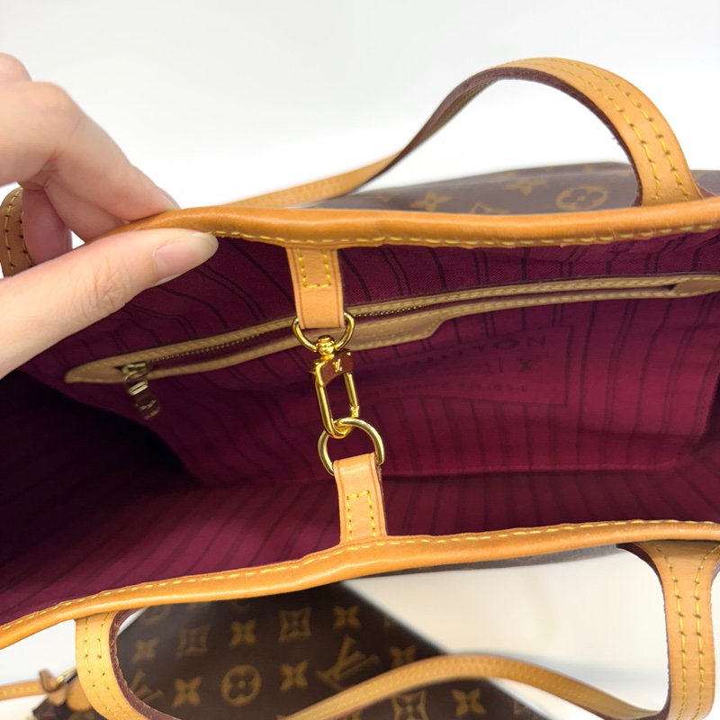 LV原花 有內袋拚櫻桃紅內裡NEVERFULL MM M40996-25