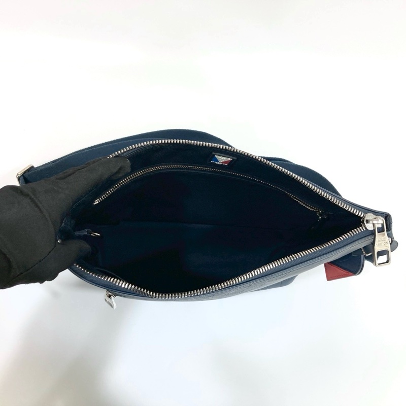 LV海軍藍牛皮棋盤格Mick pm斜背包N41637-5