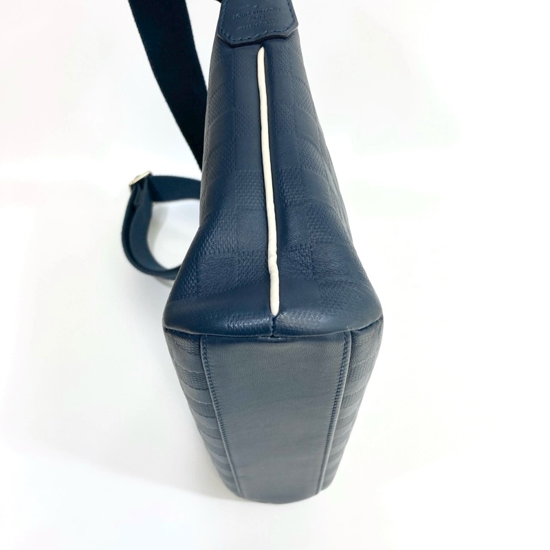 LV海軍藍牛皮棋盤格Mick pm斜背包N41637-10