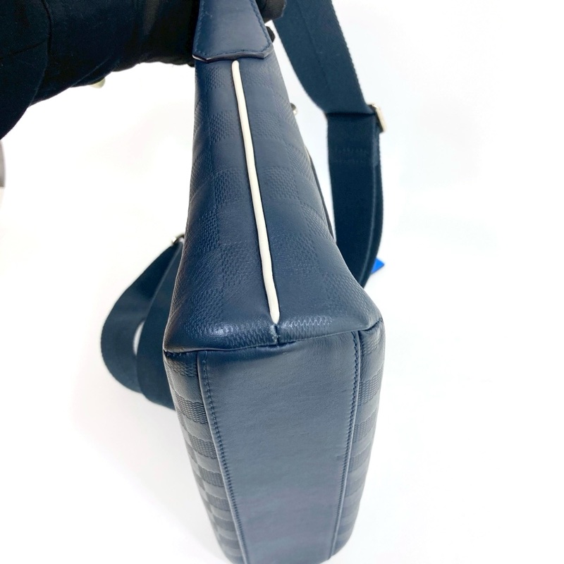 LV海軍藍牛皮棋盤格Mick pm斜背包N41637-11